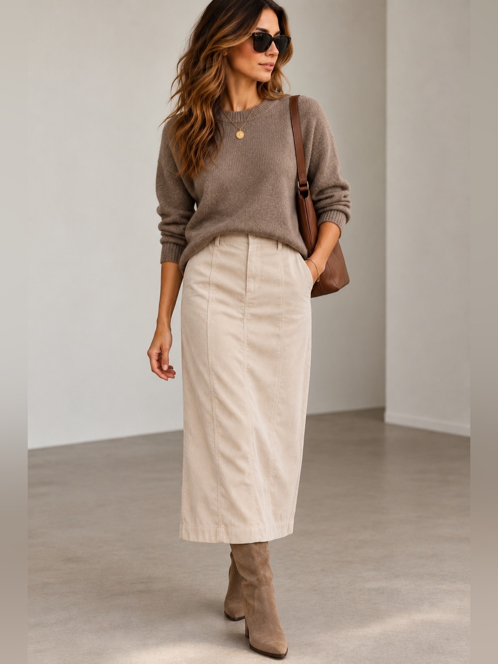 NWT LOFT Pintucked Corduroy Midi Skirt – Size 4